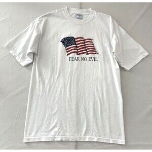 Vintage/Y2K All Sport Heavyweight Flag T-Shirt White Size L "Fear No Evil"